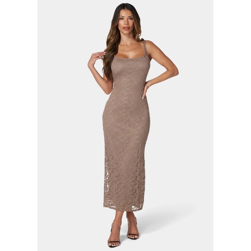 Bebe NWT Sleeveless Brown Lace Maxi Dress XL Y2K Whimsigoth Forest Fairy 90s